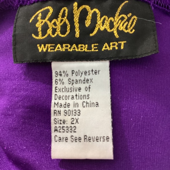 VTG BOB MACKIE WEARABLE ART PLUS 2X VELOUR PURPLE BLOUSE EMBROIDERY BEADS… - Picture 7 of 7